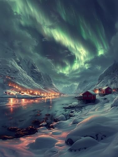 5D Diamond Painting Aurora, Diamond Painting Erwachsene Schneeszene, DIY Basteln Erwachsene, Full Diamant Kunst Malerei Stickerei Kreuzstich Set, Zimmer Deko und Wanddekor, Geschenke 70x95cm 2-1603 von MAYUPEOU