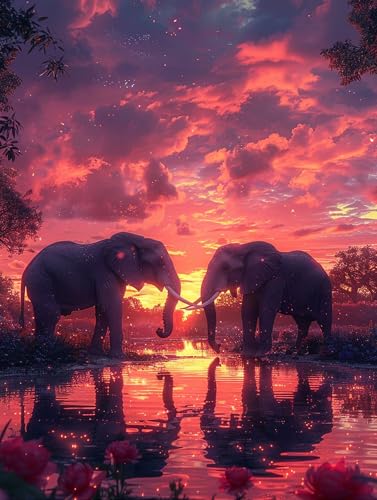 5D Diamond Painting Elefant, Diamond Painting Erwachsene Sonnenuntergang, DIY Basteln Erwachsene, Full Diamant Kunst Malerei Stickerei Kreuzstich Set, für Zimmer Deko und Wanddekor 60X80cm 2-1659 5D Diamond Painting Elefant, Diamond Painting Erwachsene Sonnenuntergang, DIY Basteln Erwachsene, Full Diamant Kunst Malerei Stickerei Kreuzstich Set, für Zimmer Deko und Wanddekor 60X80cm 2-1659 von MAYUPEOU