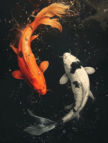 5D Diamond Painting Fisch, Diamond Painting Erwachsene Abstrakt, DIY Basteln Erwachsene, Full Diamant Kunst Malerei Stickerei Kreuzstich Set, Zimmer Deko und Wanddekor, Als Geschenke 100x130cm L-8763 von MAYUPEOU