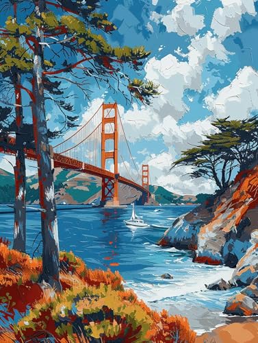 5D Diamond Painting Golden Gate Bridge, Diamond Painting Erwachsene Landschaft, DIY Basteln Erwachsene, Full Diamant Kunst Malerei Stickerei Kreuzstich Set, Zimmer Deko Geschenke 100x135cm 7-5752 5D Diamond Painting Golden Gate Bridge, Diamond Painting Erwachsene Landschaft, DIY Basteln Erwachsene, Full Diamant Kunst Malerei Stickerei Kreuzstich Set, Zimmer Deko Geschenke 100x135cm 7-5752 von MAYUPEOU