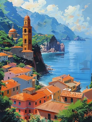 5D Diamond Painting HäUser, Diamond Painting Erwachsene Landschaft, DIY Basteln Erwachsene, Full Diamant Kunst Malerei Stickerei Kreuzstich Set, Zimmer Deko und Wanddekor, Als Geschenke 70x95cm 2-2931 von MAYUPEOU