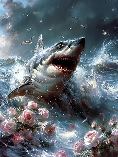 5D Diamond Painting Hai, Diamond Painting Erwachsene Ozean, DIY Basteln Erwachsene, Full Diamant Kunst Malerei Stickerei Kreuzstich Set, Zimmer Deko und Wanddekor, Als Geschenke 50x65cm G-6727 5D Diamond Painting Hai, Diamond Painting Erwachsene Ozean, DIY Basteln Erwachsene, Full Diamant Kunst Malerei Stickerei Kreuzstich Set, Zimmer Deko und Wanddekor, Als Geschenke 50x65cm G-6727 von MAYUPEOU