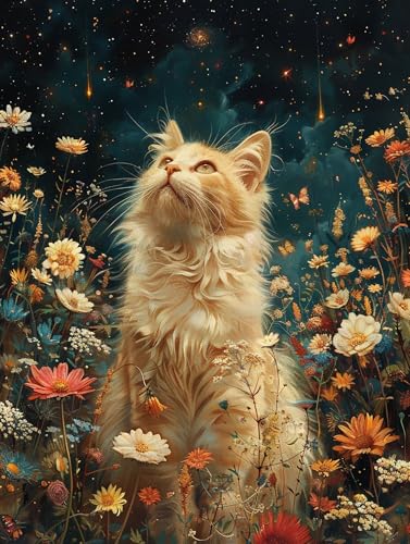 5D Diamond Painting Katze, Diamond Painting Erwachsene Blume, DIY Basteln Erwachsene, Full Diamant Kunst Malerei Stickerei Kreuzstich Set, Zimmer Deko und Wanddekor, Als Geschenke 50x65cm H-7608 5D Diamond Painting Katze, Diamond Painting Erwachsene Blume, DIY Basteln Erwachsene, Full Diamant Kunst Malerei Stickerei Kreuzstich Set, Zimmer Deko und Wanddekor, Als Geschenke 50x65cm H-7608 von MAYUPEOU