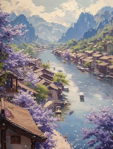 5D Diamond Painting Rivers, Diamond Painting Erwachsene HäUser, DIY Basteln Erwachsene, Full Diamant Kunst Malerei Stickerei Kreuzstich Set, Zimmer Deko und Wanddekor, Als Geschenke 40X50cm 6-6637 5D Diamond Painting Rivers, Diamond Painting Erwachsene HäUser, DIY Basteln Erwachsene, Full Diamant Kunst Malerei Stickerei Kreuzstich Set, Zimmer Deko und Wanddekor, Als Geschenke 40X50cm 6-6637 von MAYUPEOU