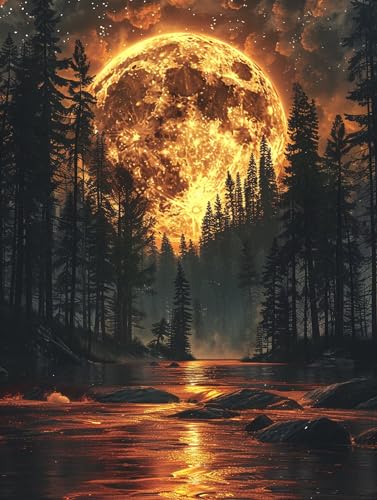 5D Diamond Painting Rivers, Diamond Painting Erwachsene Landschaft, DIY Basteln Erwachsene, Full Diamant Kunst Malerei Stickerei Kreuzstich Set, Zimmer Deko und Wanddekor, Geschenke 100x130cm 8-9055 von MAYUPEOU