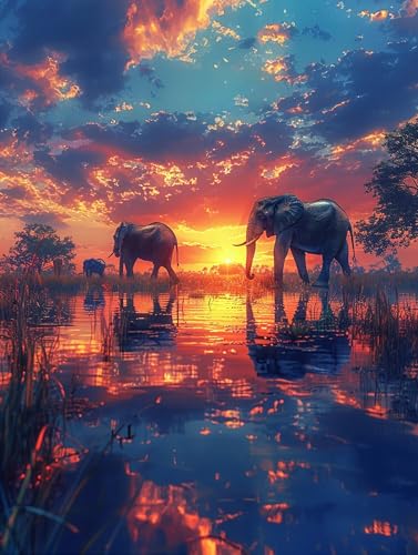 5D Diamond Painting Sonnenuntergang, Diamond Painting Erwachsene Elefant, DIY Basteln Erwachsene, Full Diamant Kunst Malerei Stickerei Kreuzstich Set, Zimmer Deko und Wanddekor 90x120cm 7-4472 5D Diamond Painting Sonnenuntergang, Diamond Painting Erwachsene Elefant, DIY Basteln Erwachsene, Full Diamant Kunst Malerei Stickerei Kreuzstich Set, Zimmer Deko und Wanddekor 90x120cm 7-4472 von MAYUPEOU