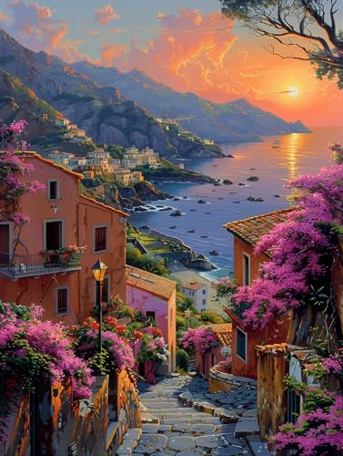 5D Diamond Painting Sonnenuntergang, Diamond Painting Erwachsene HäUser, DIY Basteln Erwachsene, Full Diamant Kunst Malerei Stickerei Kreuzstich Set, für Zimmer Deko und Wanddekor 80X110cm H-5021 5D Diamond Painting Sonnenuntergang, Diamond Painting Erwachsene HäUser, DIY Basteln Erwachsene, Full Diamant Kunst Malerei Stickerei Kreuzstich Set, für Zimmer Deko und Wanddekor 80X110cm H-5021 von MAYUPEOU
