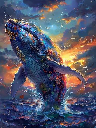 5D Diamond Painting Wal, Diamond Painting Erwachsene Sonnenuntergang, DIY Basteln Erwachsene, Full Diamant Kunst Malerei Stickerei Kreuzstich Set, Zimmer Deko und Wanddekor, Geschenke 40X50cm 2-8726 5D Diamond Painting Wal, Diamond Painting Erwachsene Sonnenuntergang, DIY Basteln Erwachsene, Full Diamant Kunst Malerei Stickerei Kreuzstich Set, Zimmer Deko und Wanddekor, Geschenke 40X50cm 2-8726 von MAYUPEOU