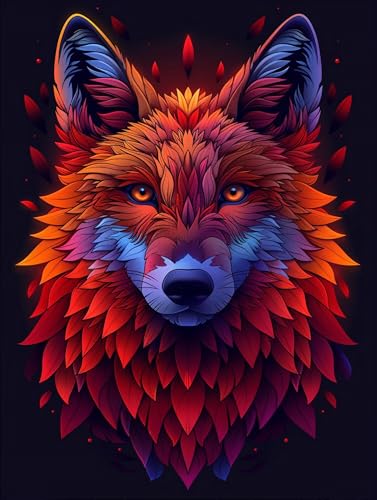 5D Diamond Painting Wolf, Diamond Painting Erwachsene Tier, DIY Basteln Erwachsene, Full Diamant Kunst Malerei Stickerei Kreuzstich Set, Zimmer Deko und Wanddekor, Als Geschenke 80X110cm J-6595 von MAYUPEOU