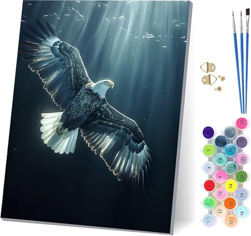 Adler Malen Nach Zahlen Erwachsene Mit Rahmen, Malen Nach Zahlen Vogel, DIY Set Erwachsene Mit 3 Pinseln und Acrylfarbe Knitterfreie Leinwand, Paint by Numbers für Deko Wohnzimmer 100x130cm K-2267 Adler Malen Nach Zahlen Erwachsene Mit Rahmen, Malen Nach Zahlen Vogel, DIY Set Erwachsene Mit 3 Pinseln und Acrylfarbe Knitterfreie Leinwand, Paint by Numbers für Deko Wohnzimmer 100x130cm K-2267 von MAYUPEOU