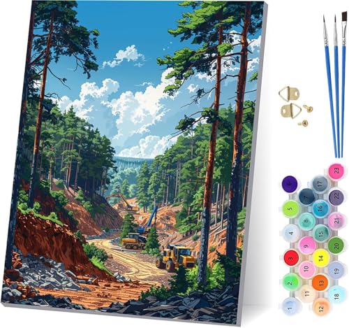 Baum Malen Nach Zahlen Erwachsene Mit Rahmen, Malen Nach Zahlen Landschaft, DIY Set Erwachsene Mit 3 Pinseln und Acrylfarbe Knitterfreie Leinwand, Paint by Numbers für Deko Wohnzimmer 70x95cm 0-4062 von MAYUPEOU