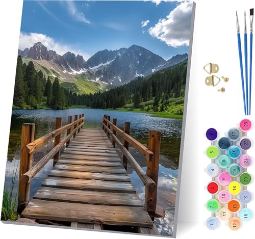 Berg Malen Nach Zahlen Erwachsene Mit Rahmen, Malen Nach Zahlen Landschaft, DIY Set Erwachsene Mit 3 Pinseln und Acrylfarbe Knitterfreie Leinwand, Paint by Numbers für Deko Wohnzimmer 30x40cm 1-2913 Berg Malen Nach Zahlen Erwachsene Mit Rahmen, Malen Nach Zahlen Landschaft, DIY Set Erwachsene Mit 3 Pinseln und Acrylfarbe Knitterfreie Leinwand, Paint by Numbers für Deko Wohnzimmer 30x40cm 1-2913 von MAYUPEOU