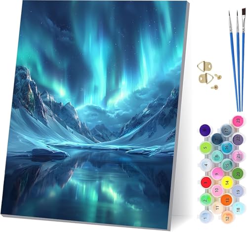 Berg Malen Nach Zahlen Erwachsene Mit Rahmen, Malen Nach Zahlen Sternenhimmel, DIY Set Erwachsene Mit 3 Pinseln und Acrylfarbe, Paint by Numbers für Deko Wohnzimmer und Wanddeko 70x95cm 2-1173 von MAYUPEOU
