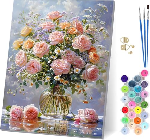 Blume Malen Nach Zahlen Erwachsene Mit Rahmen, Malen Nach Zahlen Pflanzen, DIY Set Erwachsene Mit 3 Pinseln und Acrylfarbe Knitterfreie Leinwand, Paint by Numbers für Deko Wohnzimmer 30x40cm K-3714 Blume Malen Nach Zahlen Erwachsene Mit Rahmen, Malen Nach Zahlen Pflanzen, DIY Set Erwachsene Mit 3 Pinseln und Acrylfarbe Knitterfreie Leinwand, Paint by Numbers für Deko Wohnzimmer 30x40cm K-3714 von MAYUPEOU