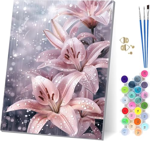 Blume Malen Nach Zahlen Erwachsene Mit Rahmen, Malen Nach Zahlen Pflanzen, DIY Set Erwachsene Mit 3 Pinseln und Acrylfarbe Knitterfreie Leinwand, Paint by Numbers für Deko Wohnzimmer 70x95cm 0-6990 von MAYUPEOU