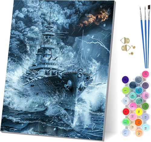Boot Malen Nach Zahlen Erwachsene Mit Rahmen, Malen Nach Zahlen Landschaft, DIY Set Erwachsene Mit 3 Pinseln und Acrylfarbe, Paint by Numbers für Deko Wohnzimmer, Geschenke für Frauen 70x95cm 8-2899 von MAYUPEOU