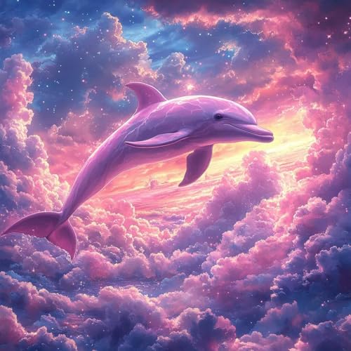 DIY Diamond Painting Delphin, Diamond Painting, 5D Bastelset Erwachsene, Sternenhimmel DIY Runder Full Drill Diamant Malerei Set, Diamant Kunst Malerei Stickerei für Anfänger, 80x80cm 7-3921 DIY Diamond Painting Delphin, Diamond Painting, 5D Bastelset Erwachsene, Sternenhimmel DIY Runder Full Drill Diamant Malerei Set, Diamant Kunst Malerei Stickerei für Anfänger, 80x80cm 7-3921 von MAYUPEOU
