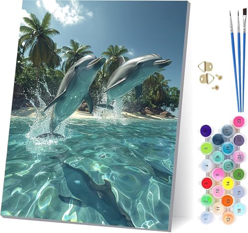 Delphin Malen Nach Zahlen Erwachsene Mit Rahmen, Malen Nach Zahlen Tier, DIY Set Erwachsene Mit 3 Pinseln und Acrylfarbe, Paint by Numbers für Deko Wohnzimmer, Geschenke für Frauen 70x95cm B-5961 Delphin Malen Nach Zahlen Erwachsene Mit Rahmen, Malen Nach Zahlen Tier, DIY Set Erwachsene Mit 3 Pinseln und Acrylfarbe, Paint by Numbers für Deko Wohnzimmer, Geschenke für Frauen 70x95cm B-5961 von MAYUPEOU