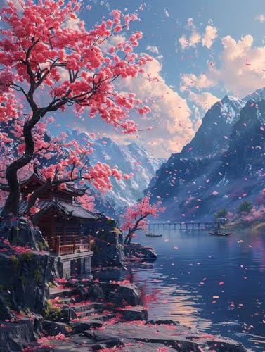 Diamant Painting Bilder Berg, Diamond Painting Erwachsene Landschaft, 5D DIY Full Drill Stickerei Kreuzstich Set, Mosaikherstellung Bastelset Erwachsene, für Deko Wohnzimmer Geschenke 60X70cm 0-9710 von MAYUPEOU