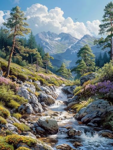 Diamant Painting Bilder Berg, Diamond Painting Erwachsene Landschaft, 5D DIY Full Drill Stickerei Kreuzstich Set, Mosaikherstellung Bastelset Erwachsene, für Deko Wohnzimmer Geschenke 80X110cm 2-9492 von MAYUPEOU