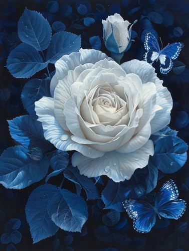 Diamant Painting Bilder Blume, Diamond Painting Erwachsene Schmetterling, 5D DIY Full Drill Stickerei Kreuzstich Set, Mosaikherstellung Bastelset Erwachsene, für Deko Wohnzimmer 40X50cm 1-1634 von MAYUPEOU