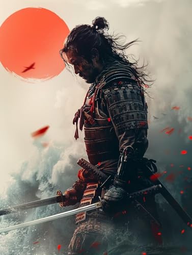 Diamant Painting Bilder Samurai, Diamond Painting Erwachsene Sonne, 5D DIY Full Drill Stickerei Kreuzstich Set, Mosaikherstellung Bastelset Erwachsene, für Deko Wohnzimmer Geschenke 40X50cm X-5550 von MAYUPEOU