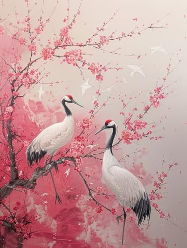 Diamant Painting Bilder Vogel, Diamond Painting Erwachsene Blume, 5D DIY Full Drill Stickerei Kreuzstich Set, Mosaikherstellung Bastelset Erwachsene, für Deko Wohnzimmer Geschenke 60X70cm E-6537 von MAYUPEOU