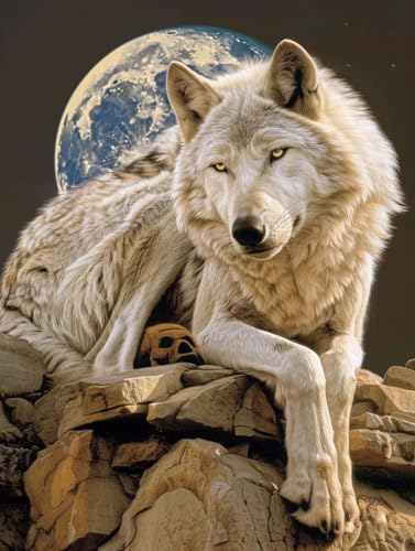 Diamant Painting Bilder Wolf, Diamond Painting Erwachsene Tier, 5D DIY Full Drill Stickerei Kreuzstich Set, Mosaikherstellung Bastelset Erwachsene, für Deko Wohnzimmer Geschenke 80X110cm L-1016 Diamant Painting Bilder Wolf, Diamond Painting Erwachsene Tier, 5D DIY Full Drill Stickerei Kreuzstich Set, Mosaikherstellung Bastelset Erwachsene, für Deko Wohnzimmer Geschenke 80X110cm L-1016 von MAYUPEOU
