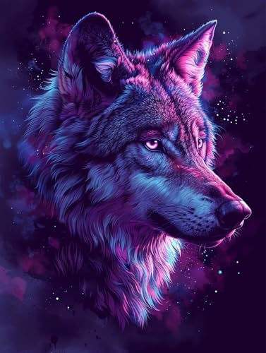 Diamant Painting Bilder Wolf, Diamond Painting Erwachsene Tier, 5D DIY Full Drill Stickerei Kreuzstich Set, Mosaikherstellung Bastelset Erwachsene, für Deko Wohnzimmer Geschenke 80X110cm T-8141 von MAYUPEOU