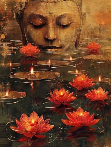 Diamant Painting Bilder Zen, Diamond Painting Erwachsene Lotus, 5D DIY Full Drill Stickerei Kreuzstich Set, Mosaikherstellung Bastelset Erwachsene, für Deko Wohnzimmer Geschenke 100x135cm 4-2817 von MAYUPEOU