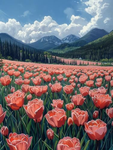 Diamond Painting Erwachsene Blume, Diamant Painting Bilder Landschaft, 5D DIY Full Drill Stickerei Kreuzstich Set, Mosaikherstellung Bastelset Erwachsene, für Deko Wohnzimmer Geschenke 60X80cm S-1270 von MAYUPEOU