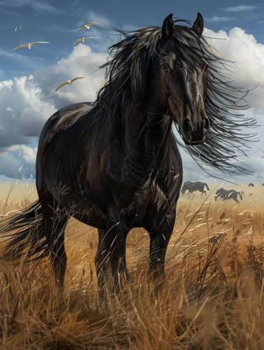 Diamond Painting Erwachsene Horse, Diamant Painting Bilder Tier, 5D DIY Full Drill Stickerei Kreuzstich Set, Mosaikherstellung Bastelset Erwachsene, für Deko Wohnzimmer Geschenke 90x120cm 3-1137 von MAYUPEOU