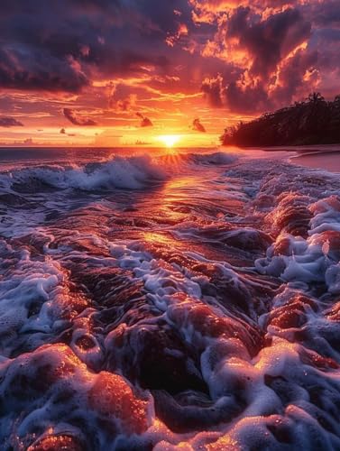 Diamond Painting Erwachsene Sonnenuntergang, Diamant Painting Bilder Landschaft, 5D DIY Full Drill Stickerei Kreuzstich Set, Mosaikherstellung Bastelset Erwachsene, für Deko Wohnzimmer 60X70cm 2-1061 von MAYUPEOU