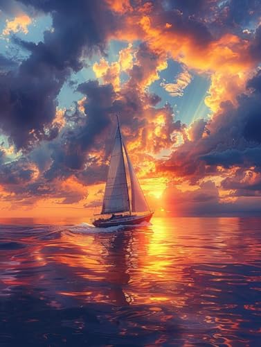 Diamond Painting Erwachsene Sonnenuntergang, Diamant Painting Bilder Segelboot, 5D DIY Full Drill Stickerei Kreuzstich Set, Mosaikherstellung Bastelset Erwachsene, für Deko Wohnzimmer 80X110cm C-3681 Diamond Painting Erwachsene Sonnenuntergang, Diamant Painting Bilder Segelboot, 5D DIY Full Drill Stickerei Kreuzstich Set, Mosaikherstellung Bastelset Erwachsene, für Deko Wohnzimmer 80X110cm C-3681 von MAYUPEOU