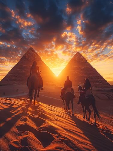 Diamond Painting Erwachsene Sonnenuntergang, Diamant Painting Bilder äGypten, 5D DIY Full Drill Stickerei Kreuzstich Set, Mosaikherstellung Bastelset Erwachsene, für Deko Wohnzimmer 60X80cm 7-3469 von MAYUPEOU
