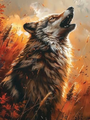 Diamond Painting Erwachsene Wolf, Diamant Painting Bilder Tier, 5D DIY Full Drill Stickerei Kreuzstich Set, Mosaikherstellung Bastelset Erwachsene, für Deko Wohnzimmer Geschenke 60X80cm U-3313 von MAYUPEOU