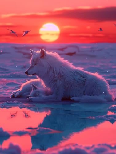 Diamond Painting Erwachsene Wolf, Diamant Painting Bilder Tier, 5D DIY Full Drill Stickerei Kreuzstich Set, Mosaikherstellung Bastelset Erwachsene, für Deko Wohnzimmer Geschenke 80X110cm V-7753 von MAYUPEOU