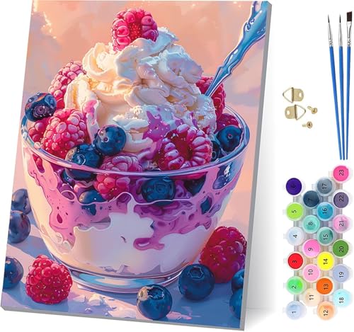Eiscreme Malen Nach Zahlen Erwachsene Mit Rahmen, Malen Nach Zahlen Nachtisch, DIY Set Erwachsene Mit 3 Pinseln und Acrylfarbe, Paint by Numbers für Deko Wohnzimmer und Wanddeko 40x50cm S-1216 Eiscreme Malen Nach Zahlen Erwachsene Mit Rahmen, Malen Nach Zahlen Nachtisch, DIY Set Erwachsene Mit 3 Pinseln und Acrylfarbe, Paint by Numbers für Deko Wohnzimmer und Wanddeko 40x50cm S-1216 von MAYUPEOU
