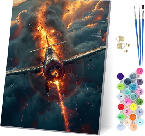 Flugzeug Malen Nach Zahlen Erwachsene Mit Rahmen, Malen Nach Zahlen Flamme, DIY Set Erwachsene Mit 3 Pinseln und Acrylfarbe Knitterfreie Leinwand, Paint by Numbers für Deko Wohnzimmer 70x95cm 6-7560 Flugzeug Malen Nach Zahlen Erwachsene Mit Rahmen, Malen Nach Zahlen Flamme, DIY Set Erwachsene Mit 3 Pinseln und Acrylfarbe Knitterfreie Leinwand, Paint by Numbers für Deko Wohnzimmer 70x95cm 6-7560 von MAYUPEOU