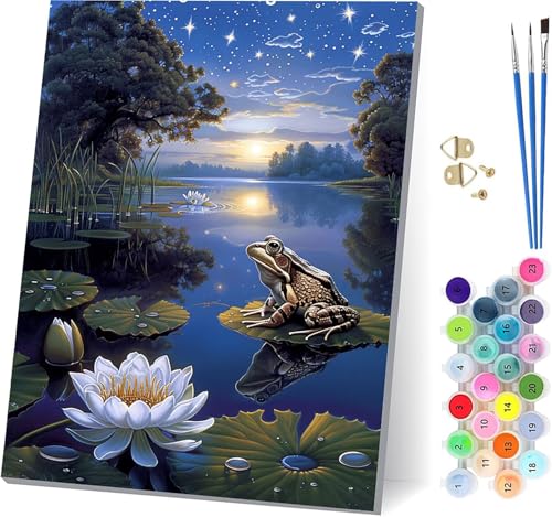 Frosch Malen Nach Zahlen Erwachsene Mit Rahmen, Malen Nach Zahlen Landschaft, DIY Set Erwachsene Mit 3 Pinseln und Acrylfarbe, Paint by Numbers für Deko Wohnzimmer und Wanddeko 100x130cm 6-2860 Frosch Malen Nach Zahlen Erwachsene Mit Rahmen, Malen Nach Zahlen Landschaft, DIY Set Erwachsene Mit 3 Pinseln und Acrylfarbe, Paint by Numbers für Deko Wohnzimmer und Wanddeko 100x130cm 6-2860 von MAYUPEOU