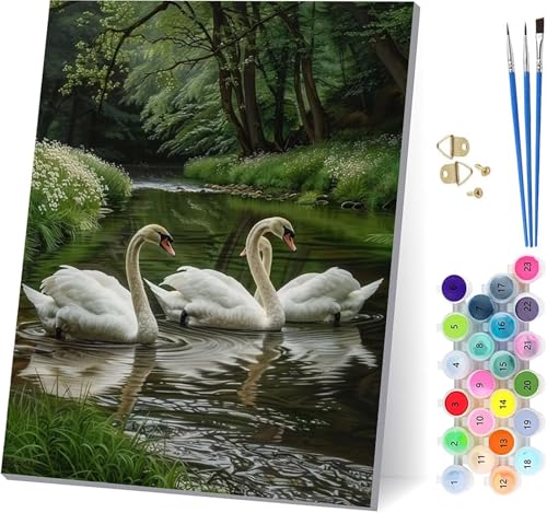 Gans Malen Nach Zahlen Erwachsene Mit Rahmen, Malen Nach Zahlen Rivers, DIY Set Erwachsene Mit 3 Pinseln und Acrylfarbe Knitterfreie Leinwand, Paint by Numbers für Deko Wohnzimmer 70x95cm 5-9901 Gans Malen Nach Zahlen Erwachsene Mit Rahmen, Malen Nach Zahlen Rivers, DIY Set Erwachsene Mit 3 Pinseln und Acrylfarbe Knitterfreie Leinwand, Paint by Numbers für Deko Wohnzimmer 70x95cm 5-9901 von MAYUPEOU