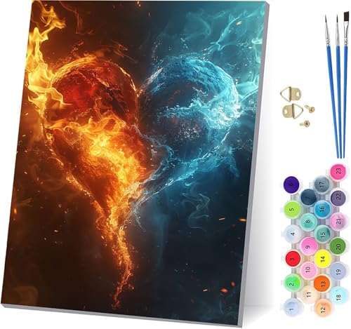 Herz Malen Nach Zahlen Erwachsene Mit Rahmen, Malen Nach Zahlen Flamme, DIY Set Erwachsene Mit 3 Pinseln und Acrylfarbe, Paint by Numbers für Deko Wohnzimmer, Geschenke für Frauen 70x95cm 3-9852 Herz Malen Nach Zahlen Erwachsene Mit Rahmen, Malen Nach Zahlen Flamme, DIY Set Erwachsene Mit 3 Pinseln und Acrylfarbe, Paint by Numbers für Deko Wohnzimmer, Geschenke für Frauen 70x95cm 3-9852 von MAYUPEOU