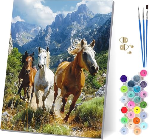 Horse Malen Nach Zahlen Erwachsene Mit Rahmen, Malen Nach Zahlen Berg, DIY Set Erwachsene Mit 3 Pinseln und Acrylfarbe Knitterfreie Leinwand, Paint by Numbers für Deko Wohnzimmer 70x95cm 8-5918 Horse Malen Nach Zahlen Erwachsene Mit Rahmen, Malen Nach Zahlen Berg, DIY Set Erwachsene Mit 3 Pinseln und Acrylfarbe Knitterfreie Leinwand, Paint by Numbers für Deko Wohnzimmer 70x95cm 8-5918 von MAYUPEOU