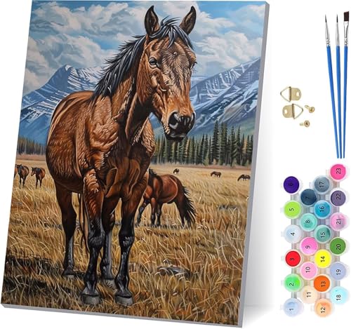 Horse Malen Nach Zahlen Erwachsene Mit Rahmen, Malen Nach Zahlen Landschaft, DIY Set Erwachsene Mit 3 Pinseln und Acrylfarbe, Paint by Numbers für Deko Wohnzimmer und Wanddeko 100x130cm 1-3084 Horse Malen Nach Zahlen Erwachsene Mit Rahmen, Malen Nach Zahlen Landschaft, DIY Set Erwachsene Mit 3 Pinseln und Acrylfarbe, Paint by Numbers für Deko Wohnzimmer und Wanddeko 100x130cm 1-3084 von MAYUPEOU