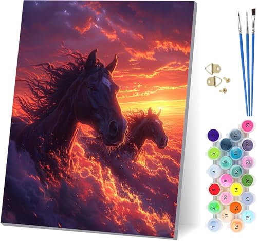 Horse Malen Nach Zahlen Erwachsene Mit Rahmen, Malen Nach Zahlen Sonnenuntergang, DIY Set Erwachsene Mit 3 Pinseln und Acrylfarbe, Paint by Numbers für Deko Wohnzimmer und Wanddeko 100x135cm M-7160 Horse Malen Nach Zahlen Erwachsene Mit Rahmen, Malen Nach Zahlen Sonnenuntergang, DIY Set Erwachsene Mit 3 Pinseln und Acrylfarbe, Paint by Numbers für Deko Wohnzimmer und Wanddeko 100x135cm M-7160 von MAYUPEOU