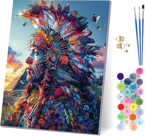 Indianer Malen Nach Zahlen Erwachsene Mit Rahmen, Malen Nach Zahlen Schmetterling, DIY Set Erwachsene Mit 3 Pinseln und Acrylfarbe, Paint by Numbers für Deko Wohnzimmer Geschenke 50x65cm 4-2775 Indianer Malen Nach Zahlen Erwachsene Mit Rahmen, Malen Nach Zahlen Schmetterling, DIY Set Erwachsene Mit 3 Pinseln und Acrylfarbe, Paint by Numbers für Deko Wohnzimmer Geschenke 50x65cm 4-2775 von MAYUPEOU