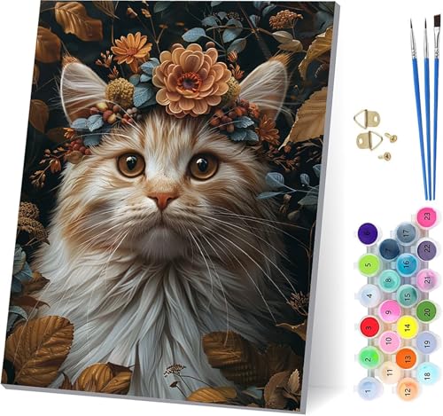 Katze Malen Nach Zahlen Erwachsene Mit Rahmen, Malen Nach Zahlen Blume, DIY Set Erwachsene Mit 3 Pinseln und Acrylfarbe, Paint by Numbers für Deko Wohnzimmer, Geschenke für Frauen 40x50cm 6-6599 Katze Malen Nach Zahlen Erwachsene Mit Rahmen, Malen Nach Zahlen Blume, DIY Set Erwachsene Mit 3 Pinseln und Acrylfarbe, Paint by Numbers für Deko Wohnzimmer, Geschenke für Frauen 40x50cm 6-6599 von MAYUPEOU