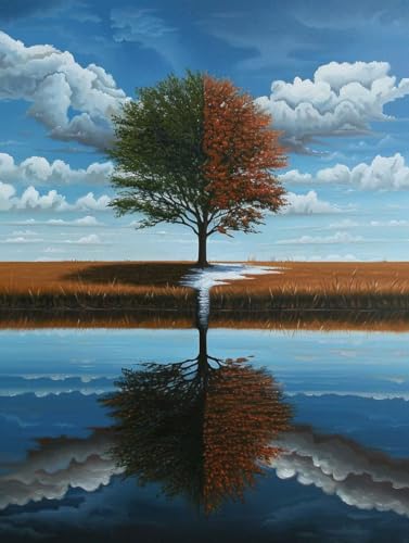 MAYUPEOU Malen Nach Zahlen Erwachsene Baum Malen Nach Zahlen, Landschaft Paint by Numbers Adult, DIY Handgemalt Ölgemälde Kit mit 3 Pinseln und Acrylfarbe, Deko Wohnzimmer, Geschenke (60x70cm) 1-8879 von MAYUPEOU