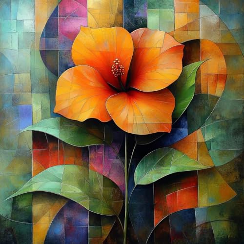Malen Nach Zahlen Erwachsene Abstrakt,DIY Malen Nach Zahlen Blume, DIY Basteln Erwachsene Leinwand Kits Mit Pinseln und Acrylfarbe, Paint by Numbers Kits für Anfänger, Deko Wohnzimmer, 50x50cm 3-7479 von MAYUPEOU