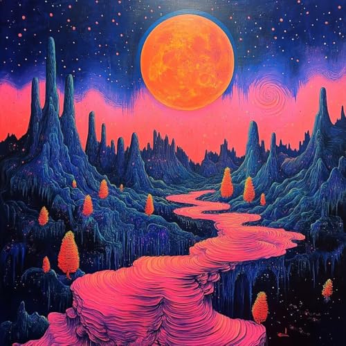 Malen Nach Zahlen Erwachsene Abstrakt,DIY Malen Nach Zahlen Mond, DIY Basteln Erwachsene Leinwand Kits Mit Pinseln und Acrylfarbe, Paint by Numbers Kits für Anfänger, Deko Wohnzimmer, 30x30cm 4-2843 von MAYUPEOU